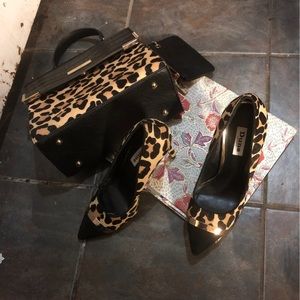 Dune London Bellini leopard calf hair pumps 39